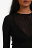 Saint Laurent Black Knit Sheer Long Sleeve Top Size M