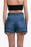 Sacai 2023 Blue Denim Distressed Hem Belted Cargo Shorts Size 4