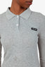 Miu Miu Grey Logo Patch Ribbed-Knit Mini Polo Dress Size XS