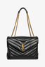 Saint Laurent Black Smooth Leather Large Loulou Shoulder Bag