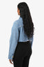 Ganni Light Blue Denim Raw Hem Cropped Denim Jacket Size 36