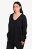 The Row Black Silk Cotton Knit V-Neck Sweater Size L