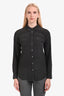 Equipment Black Silk Long Sleeve Button Down Top Size S