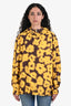 Sandro Yellow/Brown Patterned Hooded Raincoat Size S