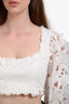 Zimmermann White Floral Ramie Puff Sleeve Cropped Shirt Size 2
