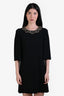 Dolce & Gabbana Black Crystal Collar Shift Dress Size 40