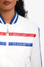 Celine White/Red/Blue Padded Nylon Cropped Bomber Jacket Size 40