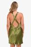 Shona Joy Green Satin Halter Top Mini Dress Size 8 US