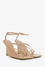 Bottega Veneta Beige Leather Stretch Strap Leather Wedge Sandals Size 40