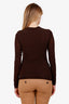 Loewe Brown Crystal Embellished Stretch Long Sleeve Top Size S