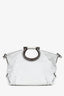 Salvatore Ferragamo White Leather Ring Handle Large Hobo Bag with Strap