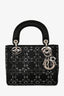 Christian Dior 2017 Black Satin Crystal Embellished Mini Lady Dior With Strap