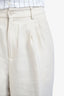 Nili Lotan Off White Linen Blend Pleated Trousers Size 6