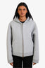 Miu Miu Grey Cotton Embroidered Logo Zip Hoodie Size XS