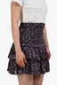 Isabel Marant Etoile Grey/Pink Printed Cotton Ruffled Mini Skirt Size 36