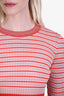 Sandro Red/Pink/White Knit Long Sleeve Top Size 3