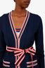 Gucci Navy Striped Trimmed Self-tie Cardigan Size XS/S