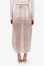 A.W.A.K.E Mode Ivory Sequin Slit Sheer Midi Skirt Size 36