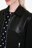 Saint Laurent 2012 Black Leather Canvas Zip Jacket Size 44