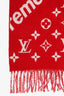 Louis Vuitton x Supreme Red/White Wool & Cashmere Monogram Scarf
