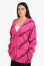 Balenciaga Cotton Wool Pink/Black Logo Oversized Cardigan Size XS
