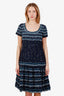 Oscar de la Renta 'Robe en maille à broderies' Mini Dress Size 10