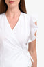 Ganni White Cotton Ruffle Sleeve Wrap Top Size S
