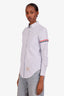 Thom Browne Blue/White Striped Stripe Detailed Button Up Shirt Size 36