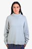 Jil Sander Blue Cashmere Knit Split Neck Turtleneck Sweater Size 40