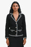 Maje Black Warp-Knit Jacket-Effect Cardigan Size 1