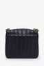Saint Laurent Navy Leather Medium Vicky Matelasse Shoulder Bag