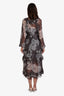 Zimmermann Grey/White Paisley Sheer Long Sleeve Maxi Dress Size 2