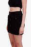 Self-Portrait Black Sequin Knit Button Mini Skirt Size L