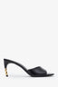 Gucci Black Leather Bamboo Heel Castello Mules Size 42