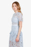 Self-Portrait Blue Abstract Guipure Midi Dress Size 2