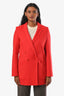 Manteau Max Mara rouge en laine et angora, croisé, taille 4