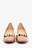 Christian Louboutin Nude Patent Leather Studded Block Heels Size 39.5
