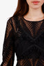 Ronny Kobo Black Lace Sheer Long Sleeve Zippered Top Size S