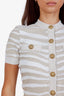 Balmain White/Gold Glitter Zebra Stripe Jacquard Cardigan Size 36