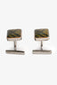 Burberry Green Nova Check Chrome Square Cufflinks