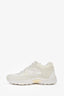 Pre-loved Chanel™ White/Cream Suede Nylon Interlocking CC Sneakers Size 37.5