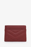 Saint Laurent Burgundy Leather Cassandre Card Case