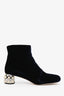 Miu Miu Blue Velvet Embellished Ankle Boots Size 38