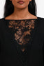 Emilio Pucci Black Silk Sheer Lace Long Sleeve Top Size 34