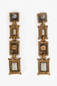 Boucles d’oreilles pendantes Oscar de la Renta dorées à l’or vieilli avec cristaux violets