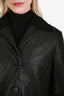 Akris Punto Black Crinkled Leather Jacket with Detachable Knit Collar Size 8 US