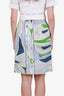 Emilio Pucci Green/Blue Silk Printed Midi Skirt Size 10