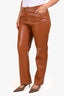 Staud Brown Vegan Leather High Waisted Tailored Pants Size 12