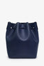 Mansur Gavriel Navy Leather Logo Bucket Bag