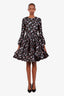 Miu Miu Black/Pink Floral Ruffled Mini Dress Size 38